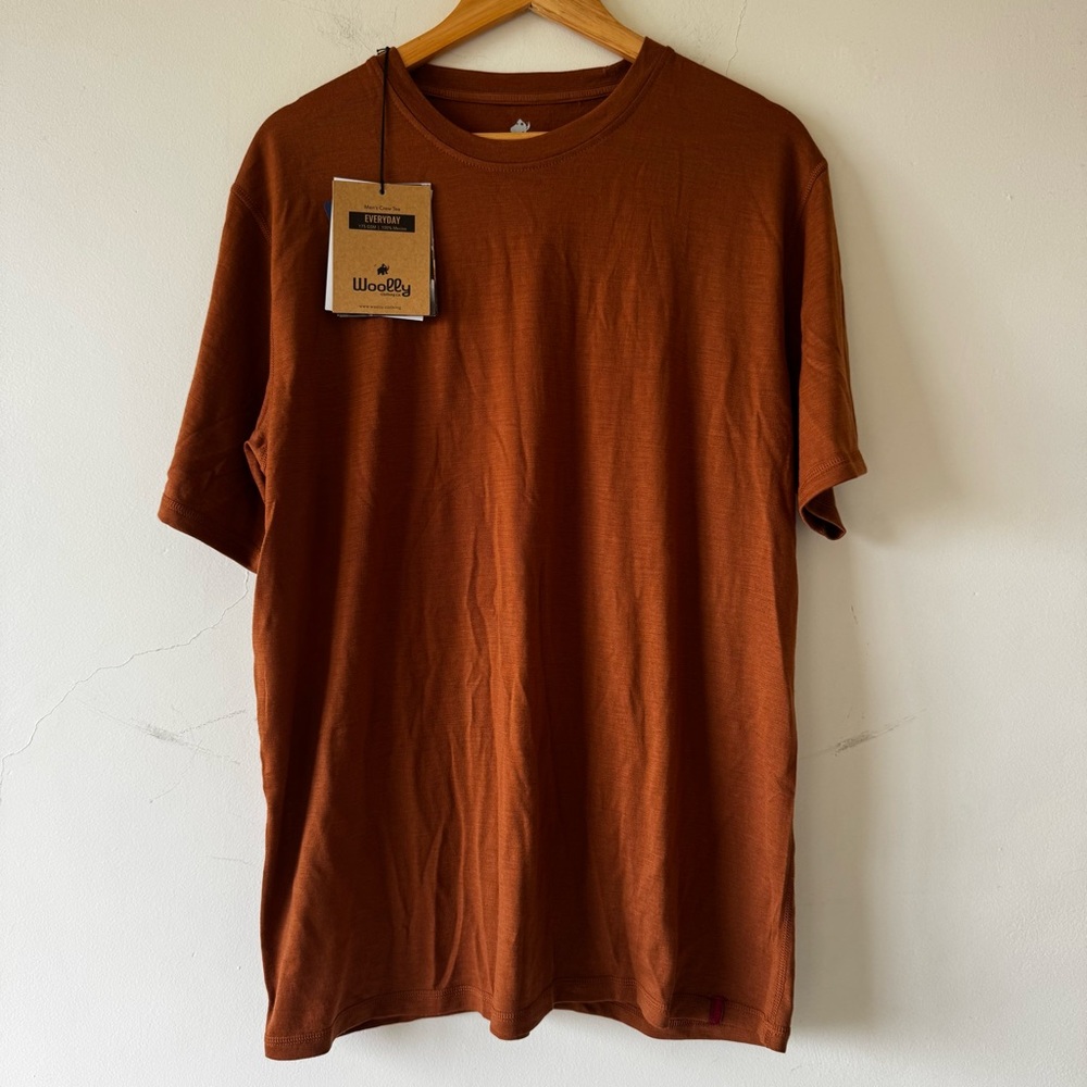 Woolly merino wool everyday crew tee rust brown